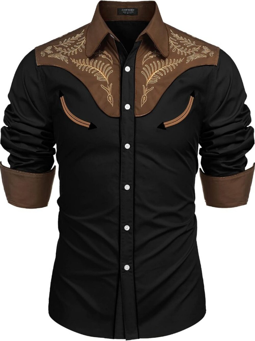 Stylish Men's Western Cowboy Shirt - Embroidered Button Down, Long Sleeve Top